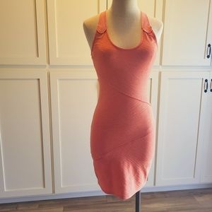 Free People Coral Orange Sporty Knit Racerback Mini Dress xs